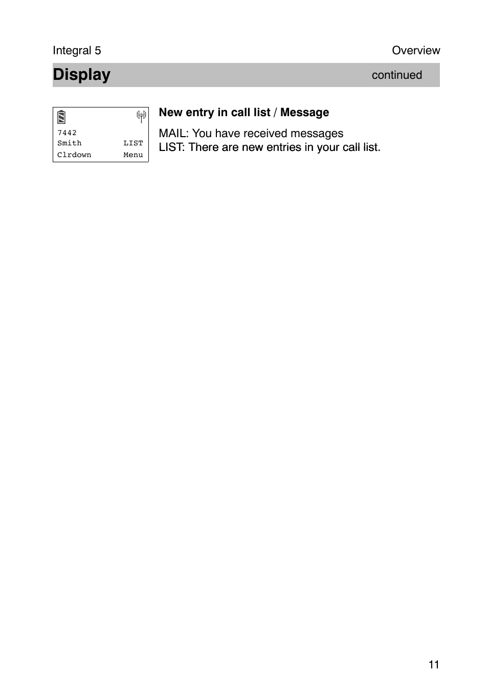 Display | Avaya Integral 3 / 5 FC1 User Manual | Page 11 / 120