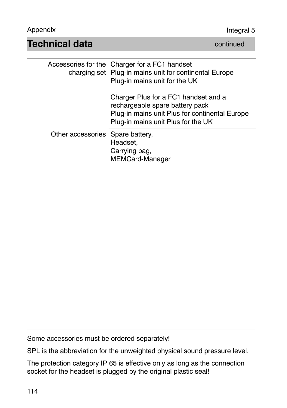 Technical data | Avaya Integral 3 / 5 FC1 User Manual | Page 114 / 120