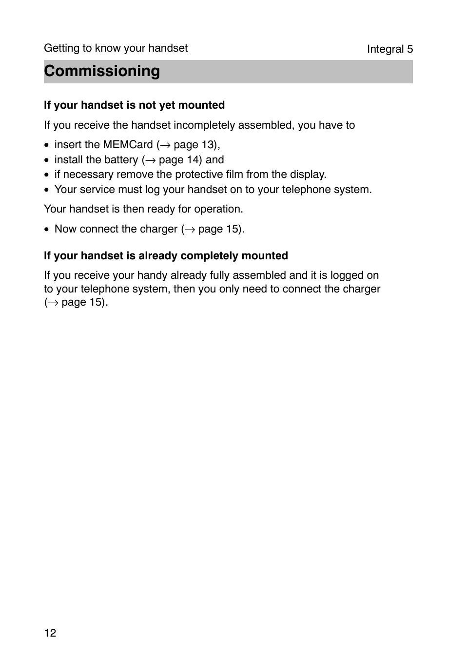 Commissioning | Avaya Integral 3 / 5 FC1 User Manual | Page 12 / 120