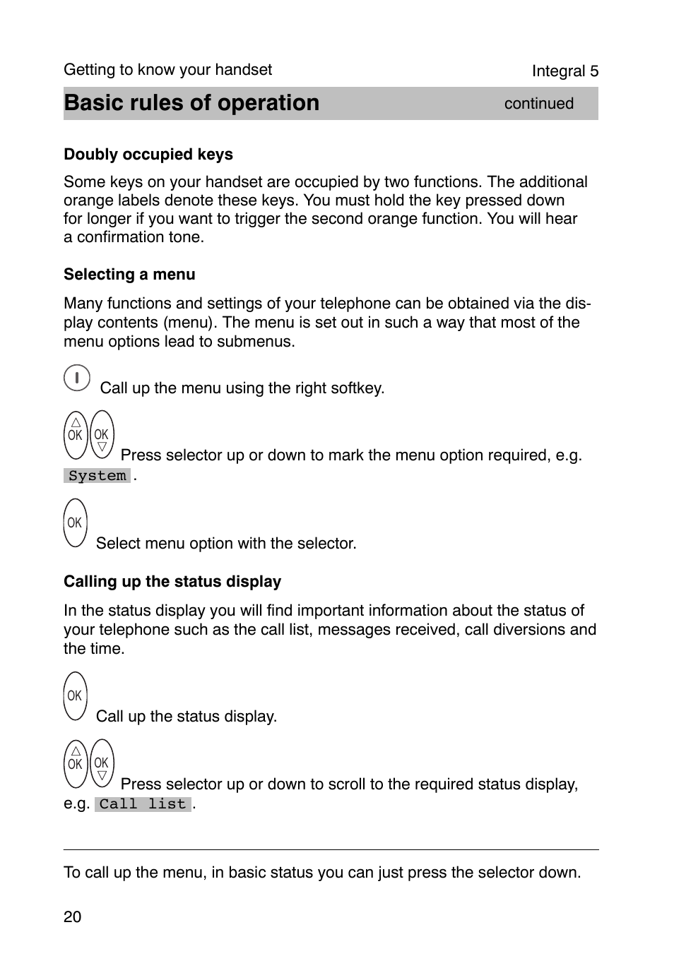 Basic rules of operation | Avaya Integral 3 / 5 FC1 User Manual | Page 20 / 120
