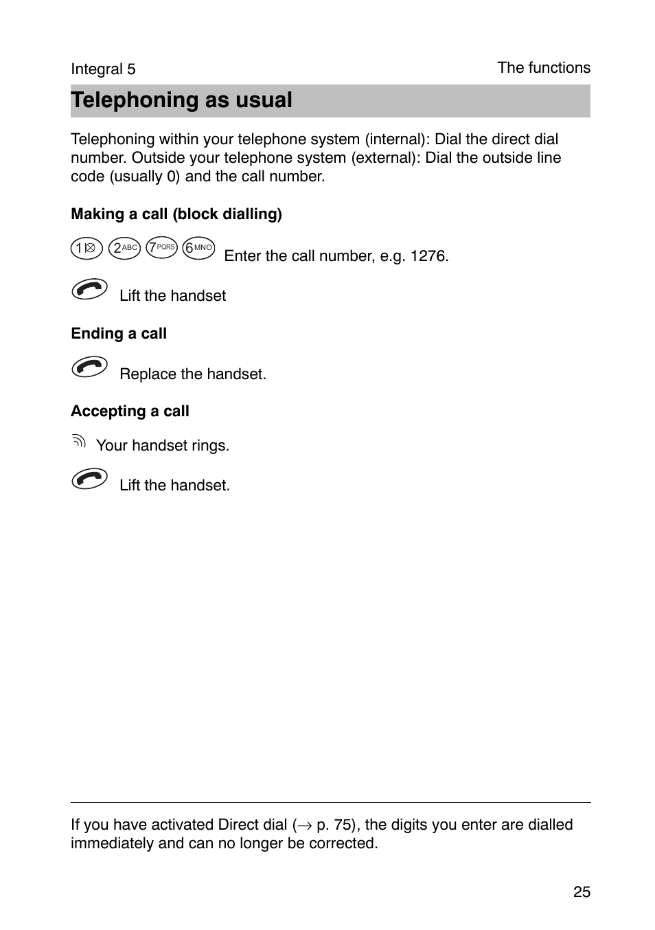 Telephoning as usual | Avaya Integral 3 / 5 FC1 User Manual | Page 25 / 120