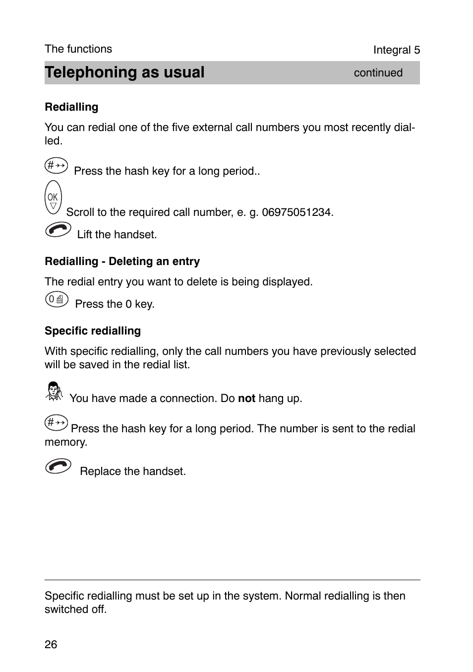 Telephoning as usual | Avaya Integral 3 / 5 FC1 User Manual | Page 26 / 120