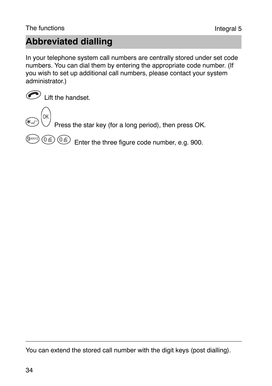 Abbreviated dialling | Avaya Integral 3 / 5 FC1 User Manual | Page 34 / 120