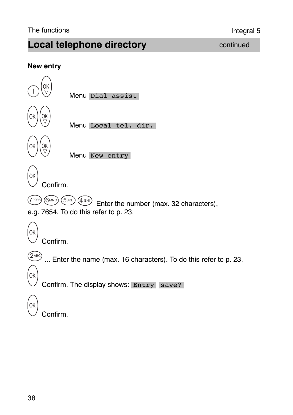 Local telephone directory | Avaya Integral 3 / 5 FC1 User Manual | Page 38 / 120