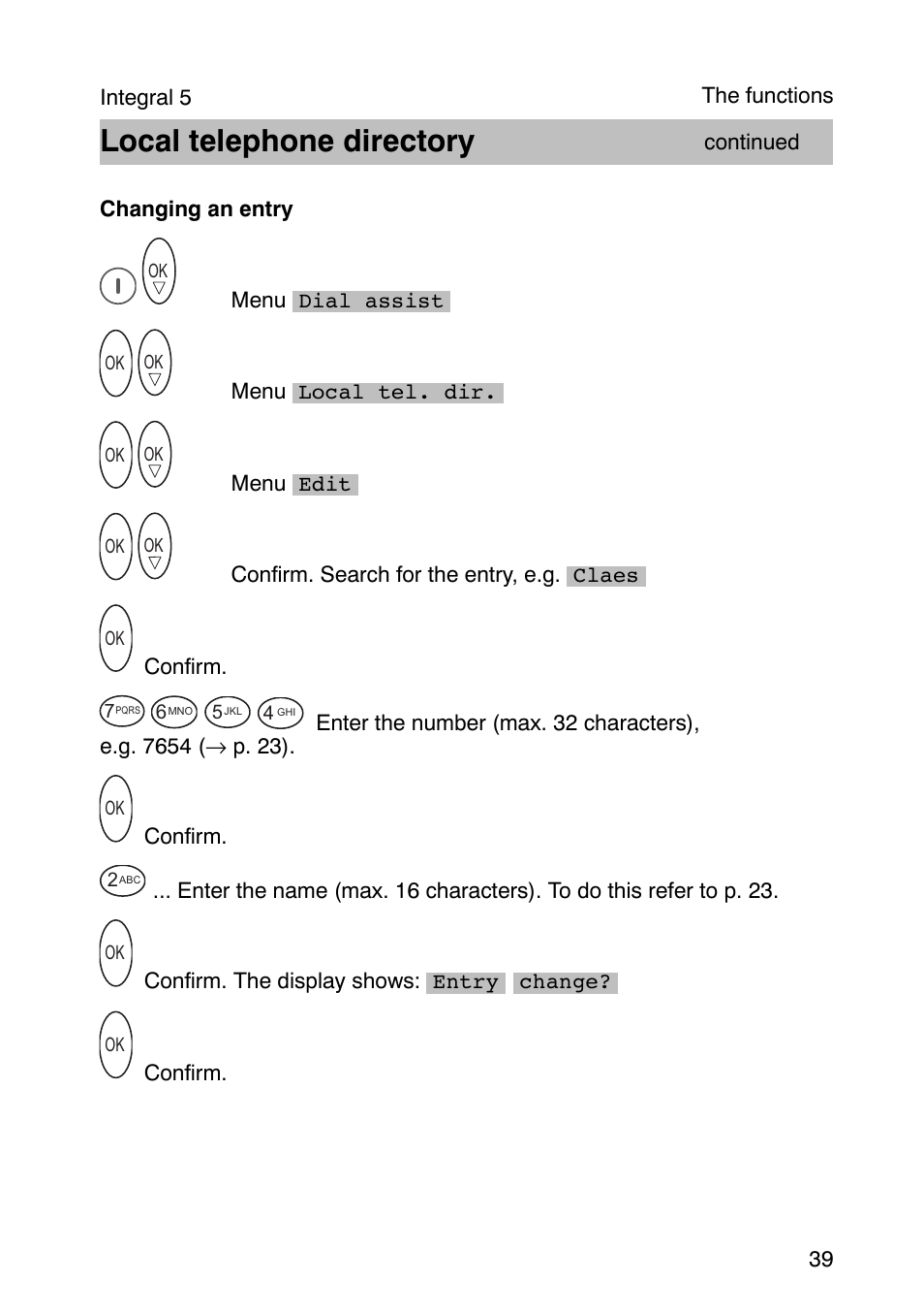Local telephone directory | Avaya Integral 3 / 5 FC1 User Manual | Page 39 / 120