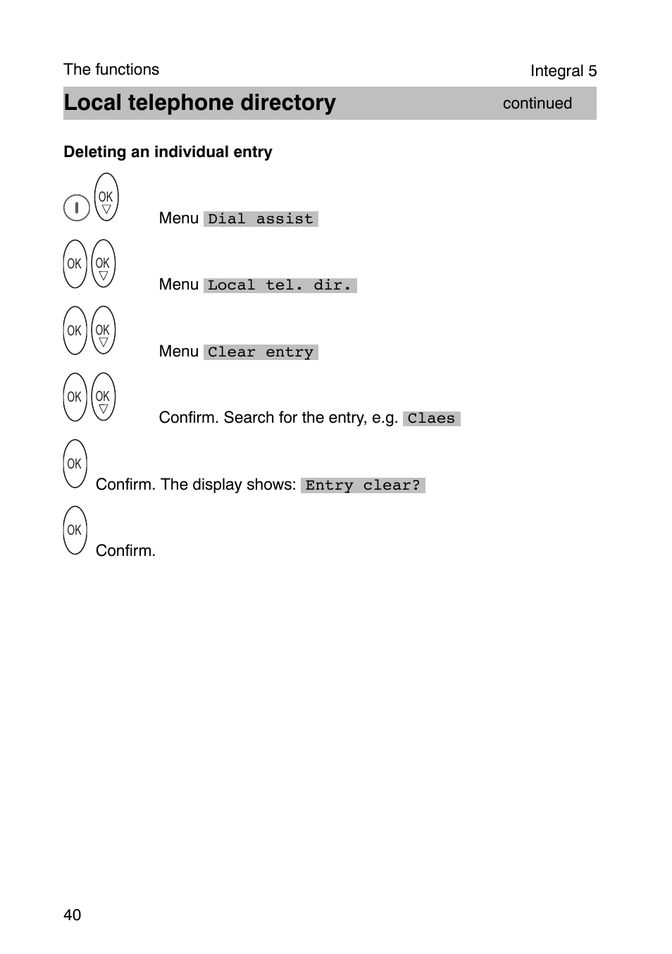 Local telephone directory | Avaya Integral 3 / 5 FC1 User Manual | Page 40 / 120