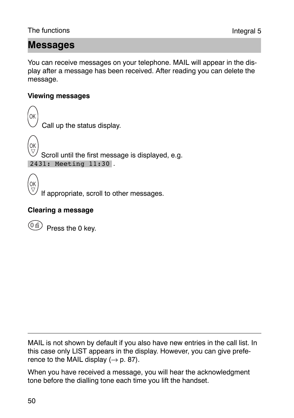 Messages | Avaya Integral 3 / 5 FC1 User Manual | Page 50 / 120