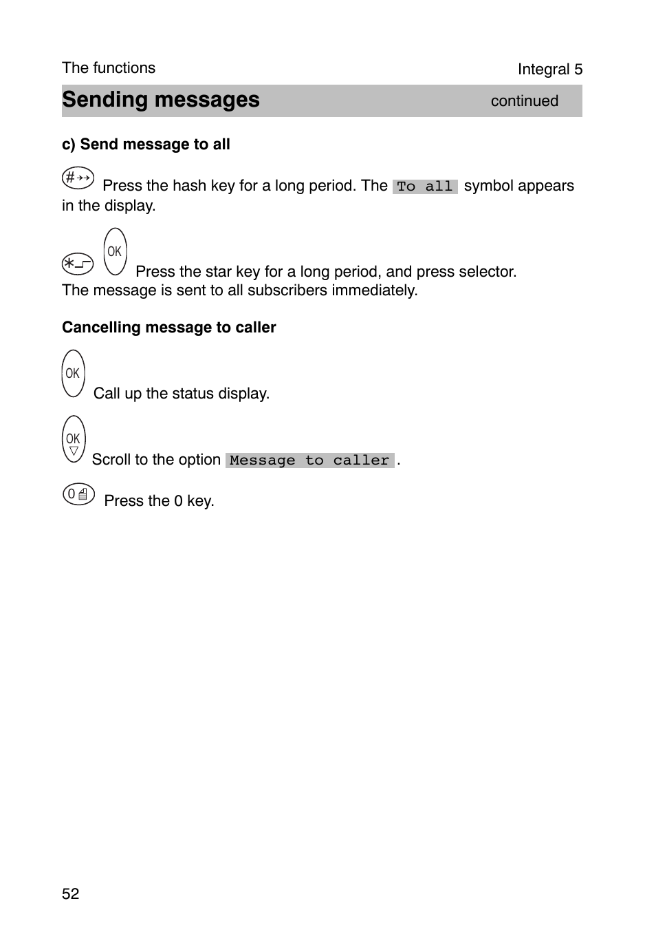 Sending messages | Avaya Integral 3 / 5 FC1 User Manual | Page 52 / 120