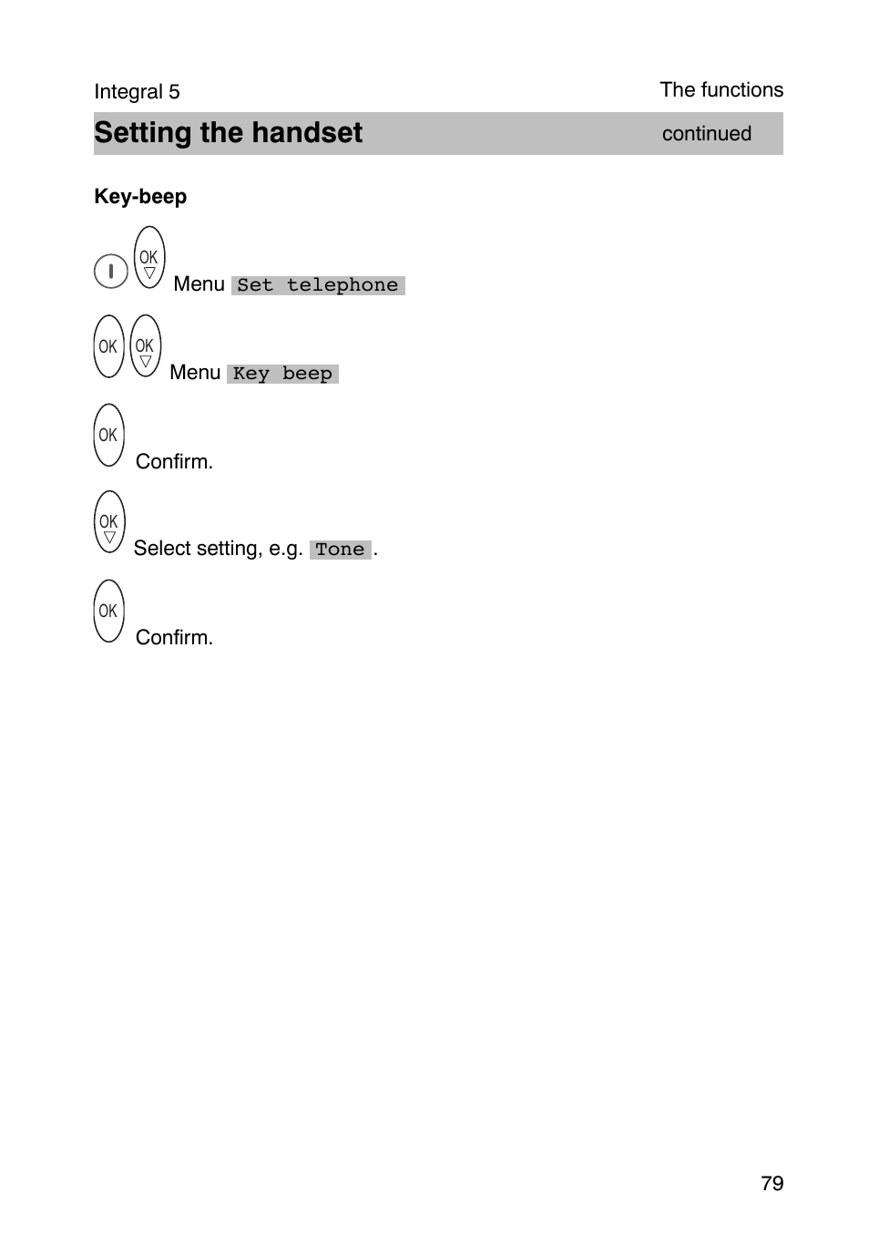 Setting the handset | Avaya Integral 3 / 5 FC1 User Manual | Page 79 / 120