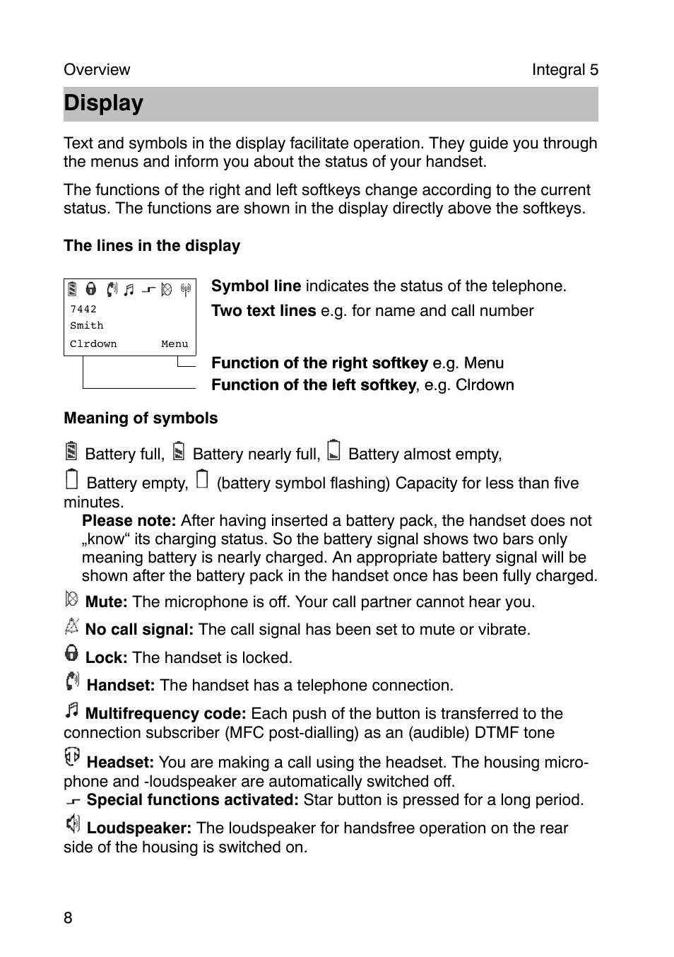 Display | Avaya Integral 3 / 5 FC1 User Manual | Page 8 / 120