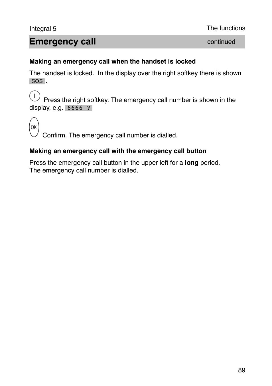 Emergency call | Avaya Integral 3 / 5 FC1 User Manual | Page 89 / 120