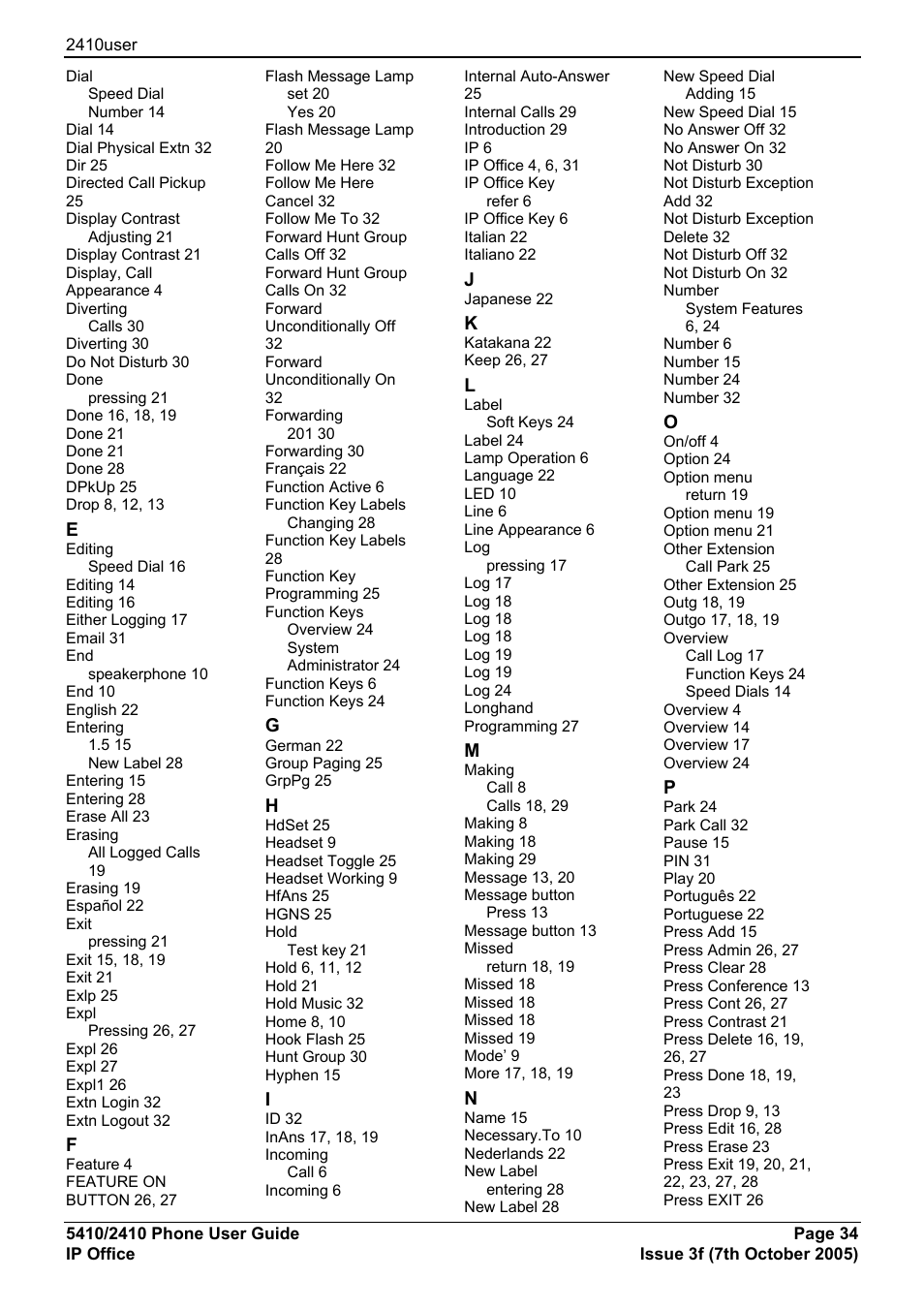 Avaya 5410 User Manual | Page 34 / 38