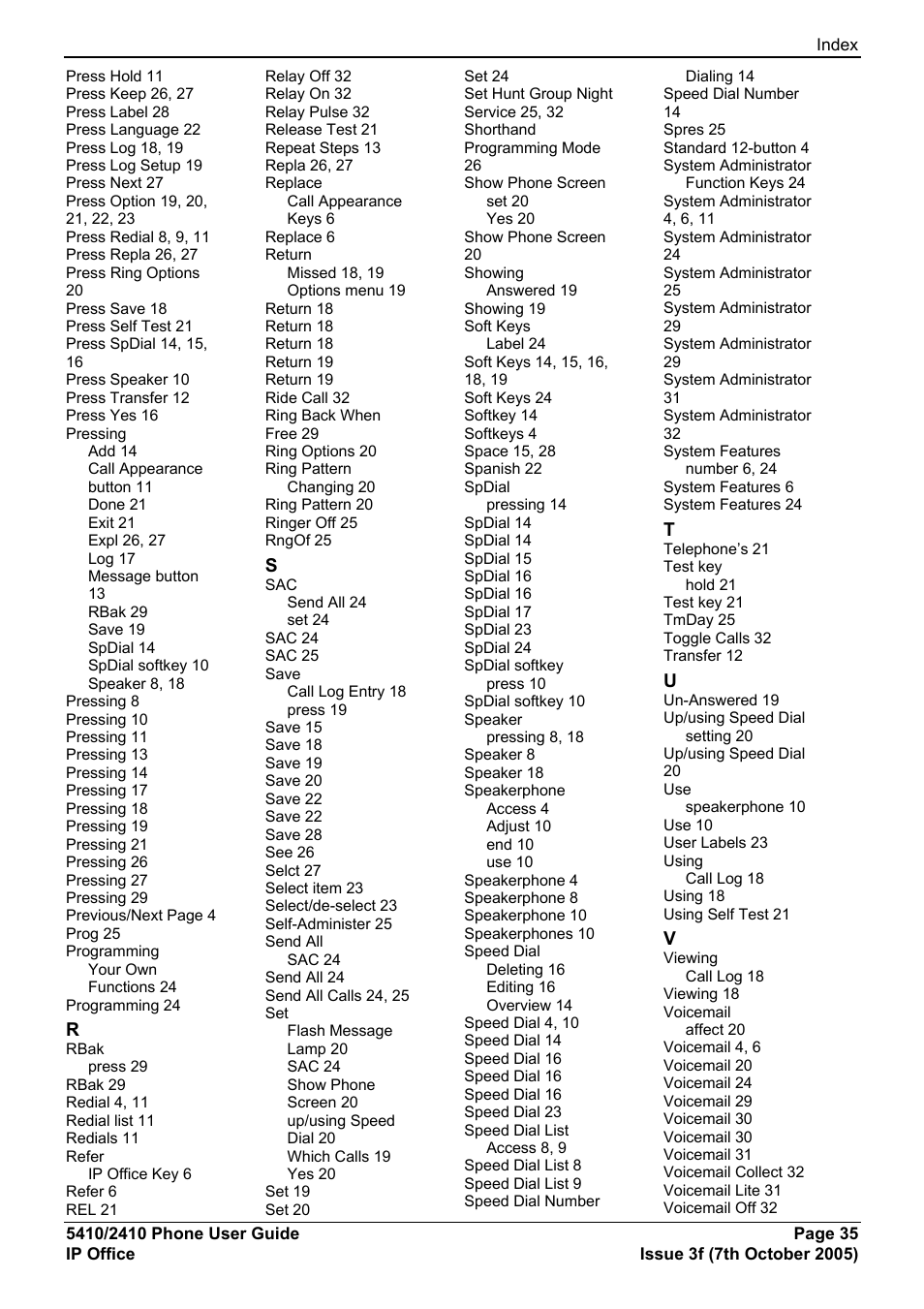 Avaya 5410 User Manual | Page 35 / 38