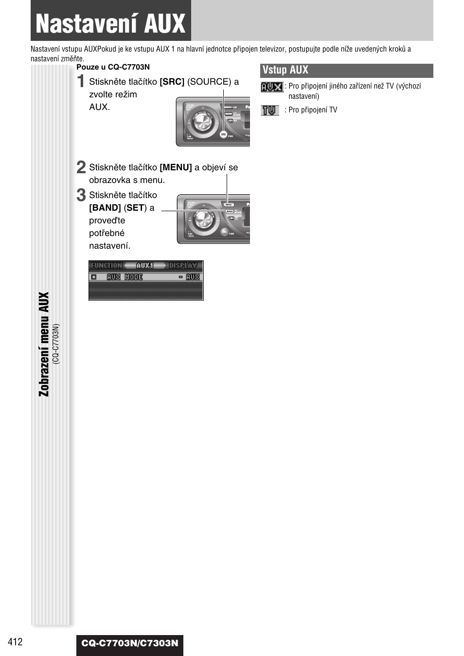 Nastavení aux | Panasonic CQC7703N User Manual | Page 34 / 64