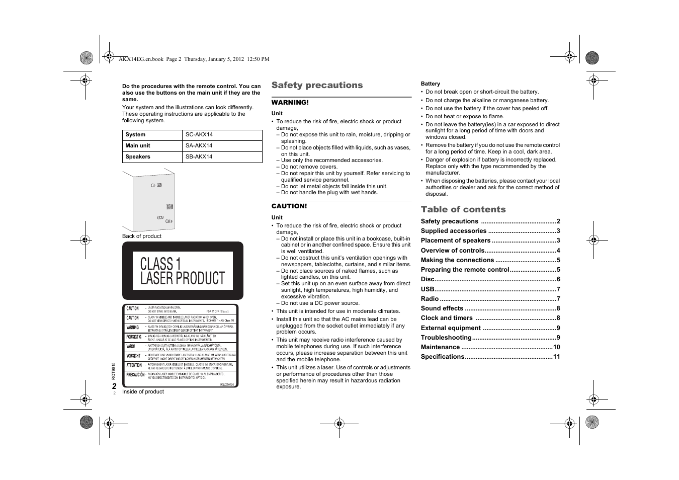 Panasonic SCAKX14EG User Manual | Page 2 / 32