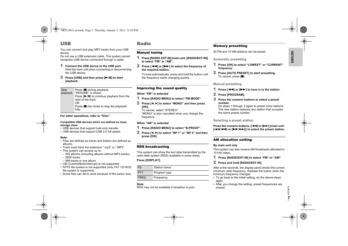 Radio | Panasonic SCAKX14EG User Manual | Page 7 / 32
