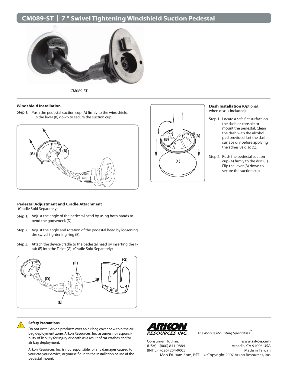 Arkon CM089-ST User Manual | 1 page