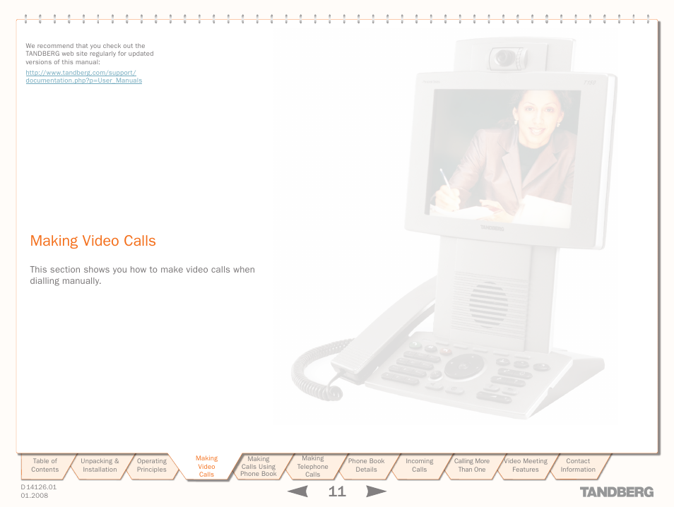 Making video calls, Making, Video | Calls, Manual dialling | Avaya Tandberg 150 MXP User Manual | Page 11 / 36