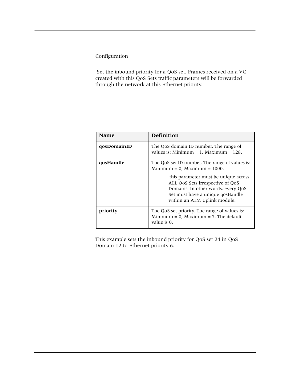 Set qos-set (priority), Command mode, Description | Syntax, Sample output | Avaya Cajun P880 User Manual | Page 103 / 162