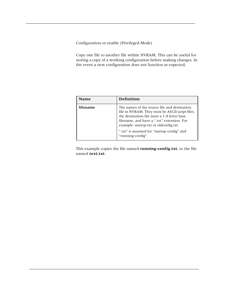 Copy (filename), Command mode, Description | Syntax, Sample output | Avaya Cajun P880 User Manual | Page 116 / 162