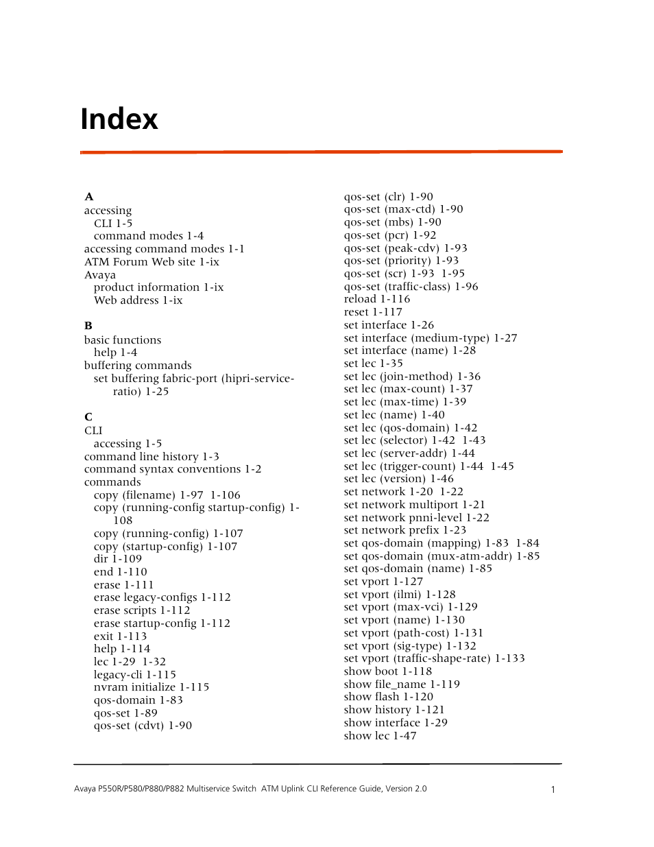 Index | Avaya Cajun P880 User Manual | Page 159 / 162