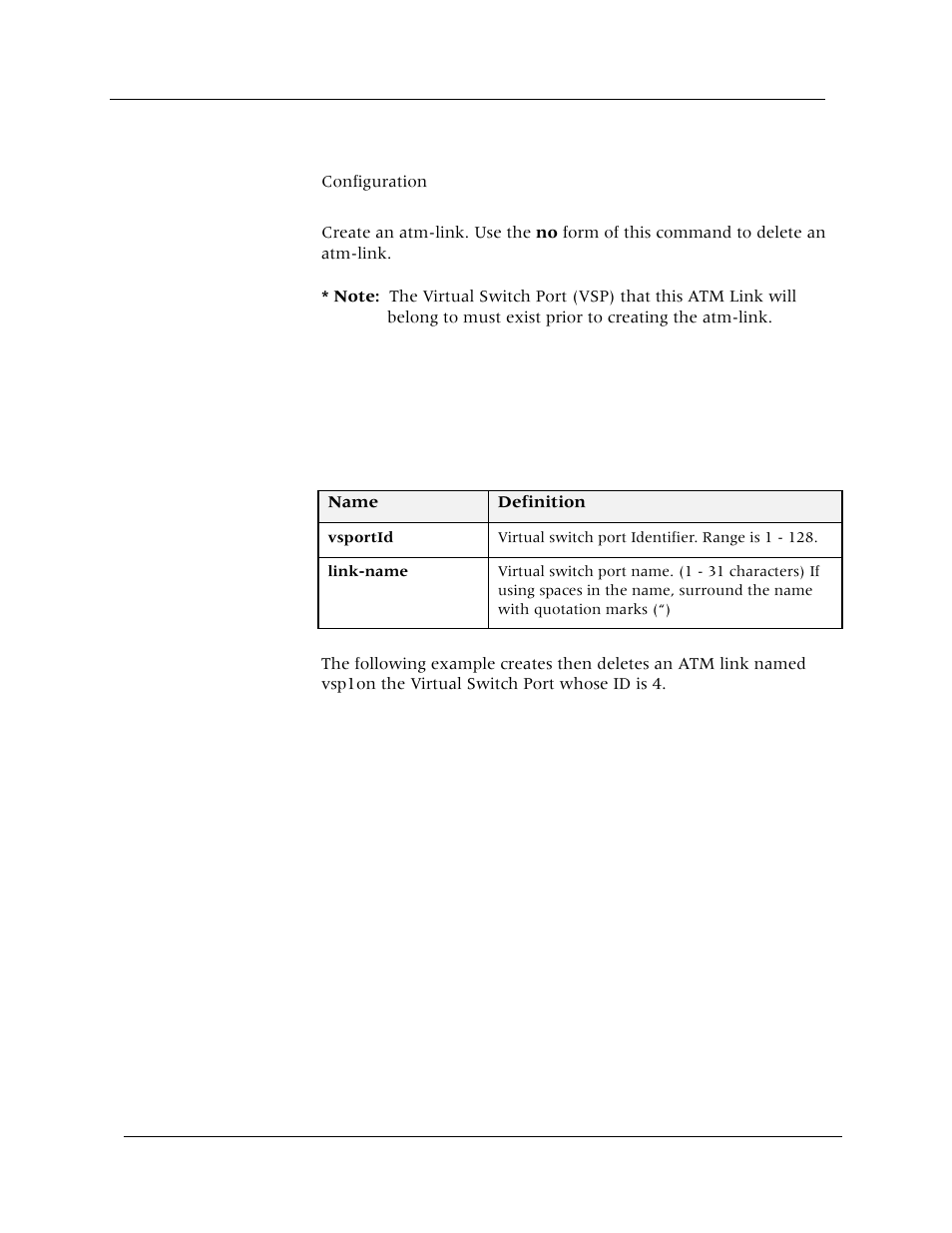 Atm-link, Command mode, Description | Syntax, Sample output | Avaya Cajun P880 User Manual | Page 20 / 162