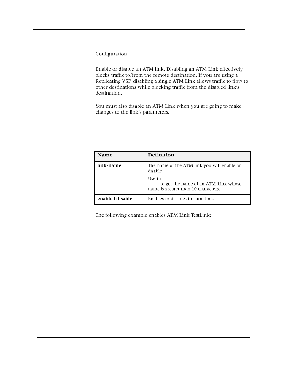 Set atm-link (enable | disable), Command mode, Description | Syntax, Sample output | Avaya Cajun P880 User Manual | Page 22 / 162
