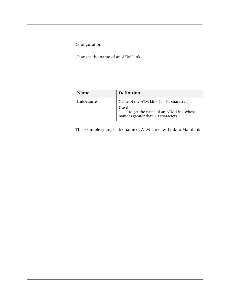 Set atm-link name, Command mode, Description | Syntax, Sample output | Avaya Cajun P880 User Manual | Page 25 / 162