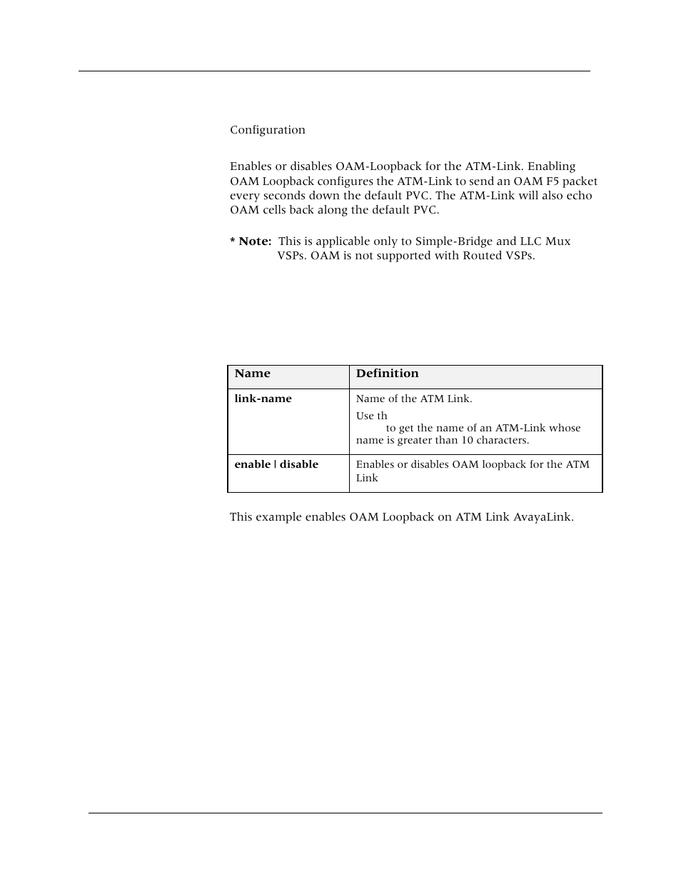 Set atm-link oam-loopback, Command mode, Description | Syntax, Sample output | Avaya Cajun P880 User Manual | Page 26 / 162