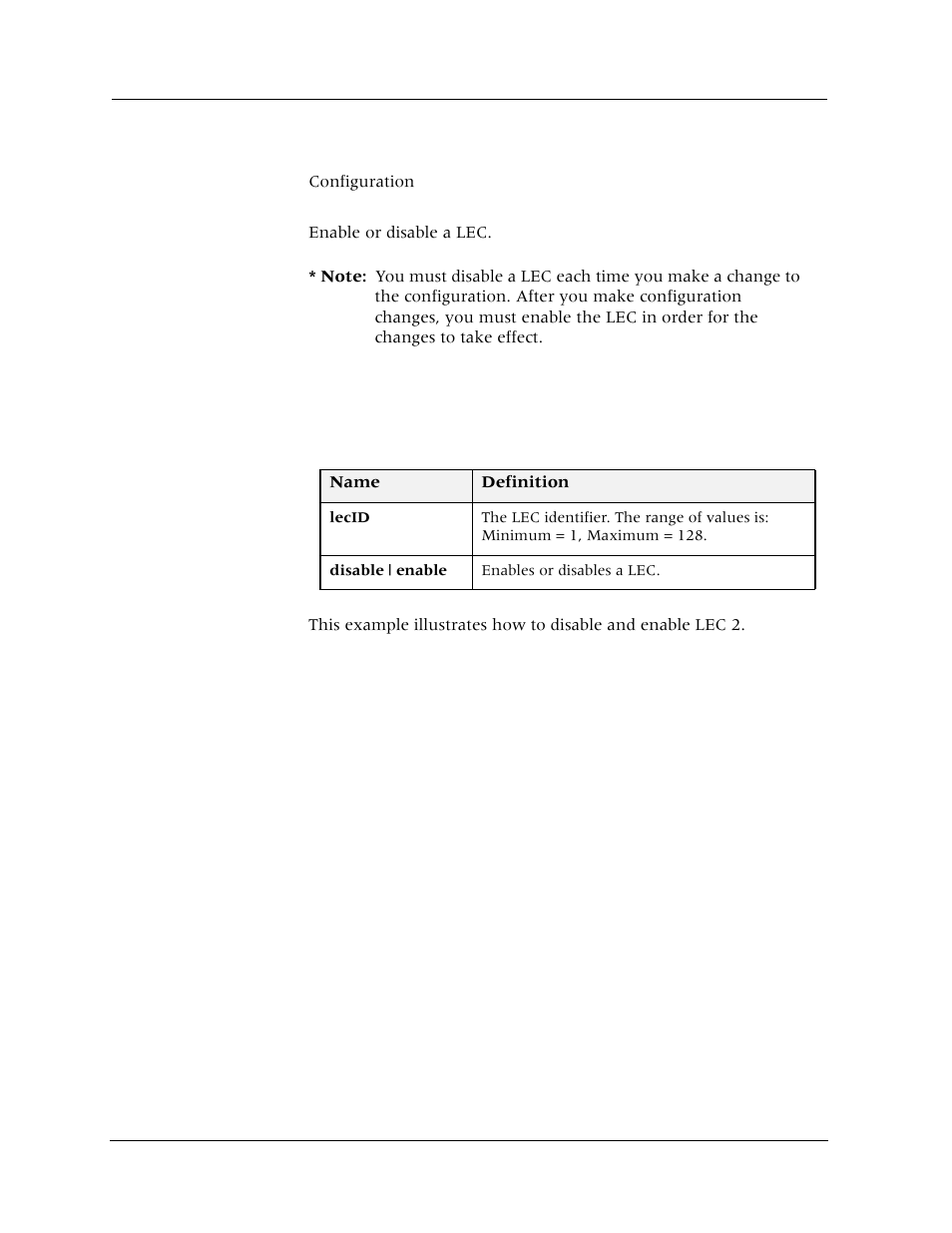 Set lec (disable | enable), Command mode, Description | Syntax, Sample output | Avaya Cajun P880 User Manual | Page 45 / 162