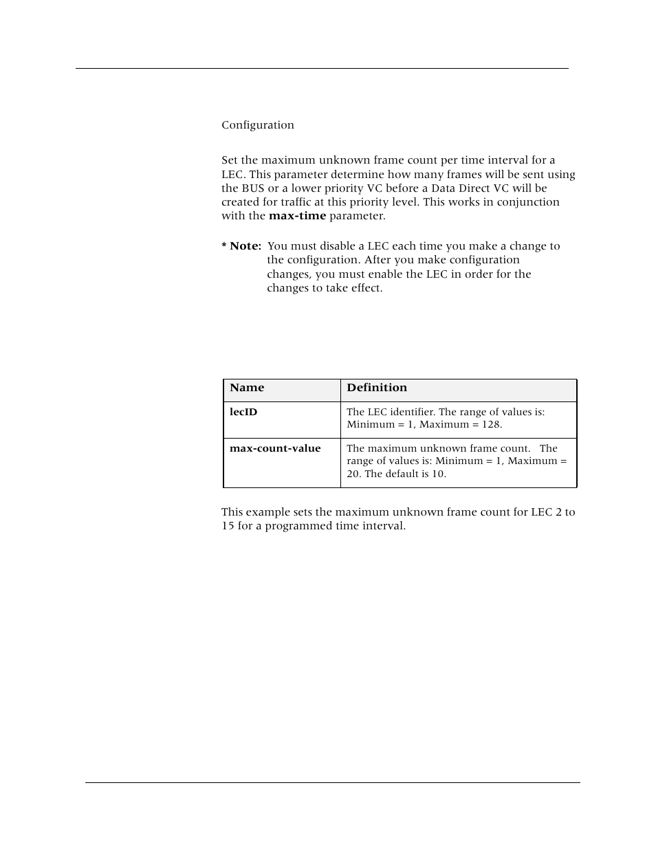 Set lec (max-count), Command mode, Description | Syntax, Sample output | Avaya Cajun P880 User Manual | Page 48 / 162