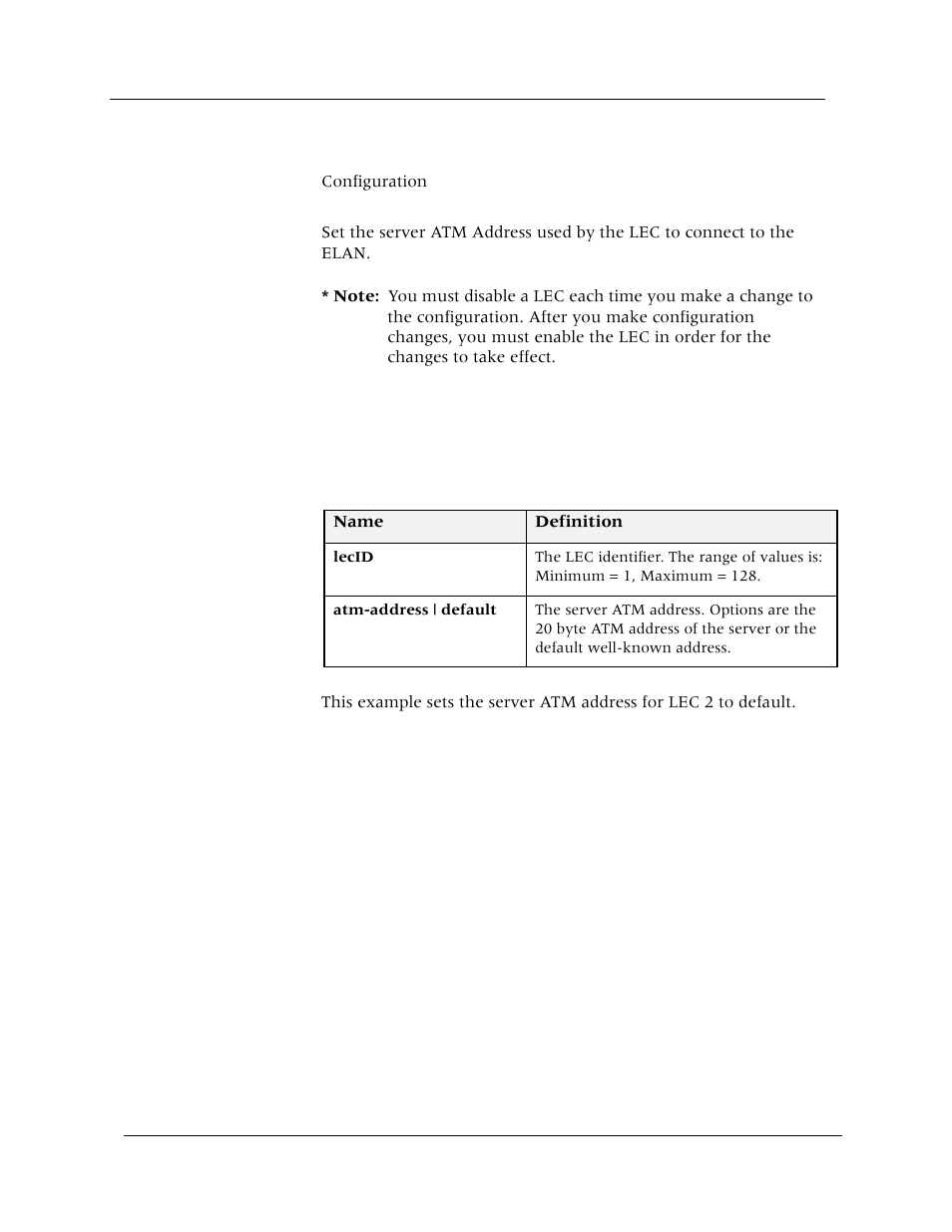 Set lec (server-addr), Command mode, Description | Syntax, Sample output | Avaya Cajun P880 User Manual | Page 54 / 162