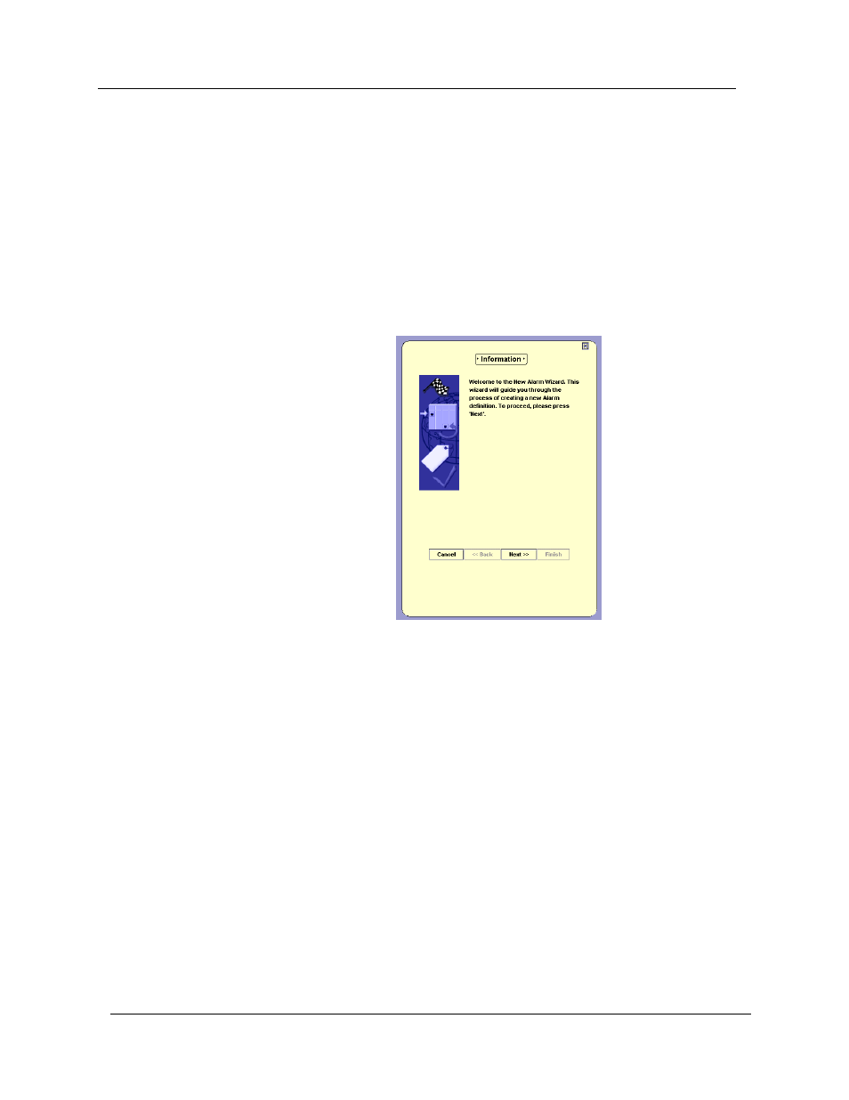 Alarm wizard screens, Welcome to the alarm wizard | Avaya P120 SMON User Manual | Page 40 / 71