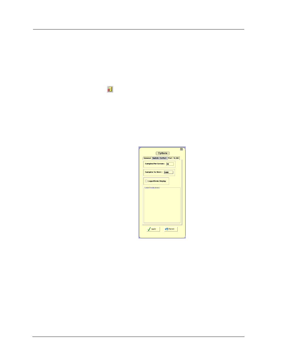 Using the switch options dialog box | Avaya P120 SMON User Manual | Page 55 / 71