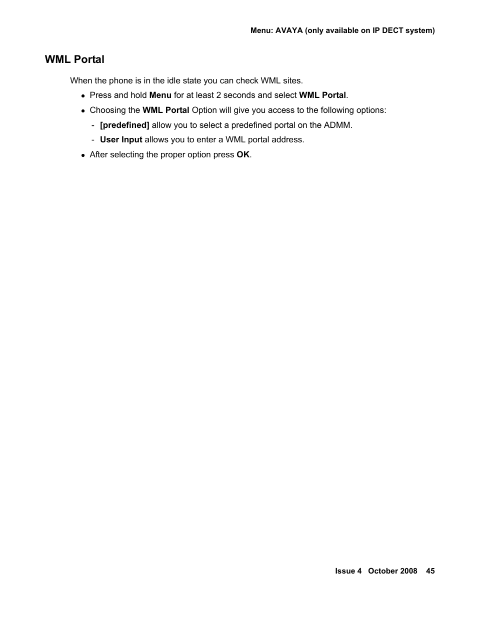 Wml portal | Avaya 3711 User Manual | Page 45 / 66