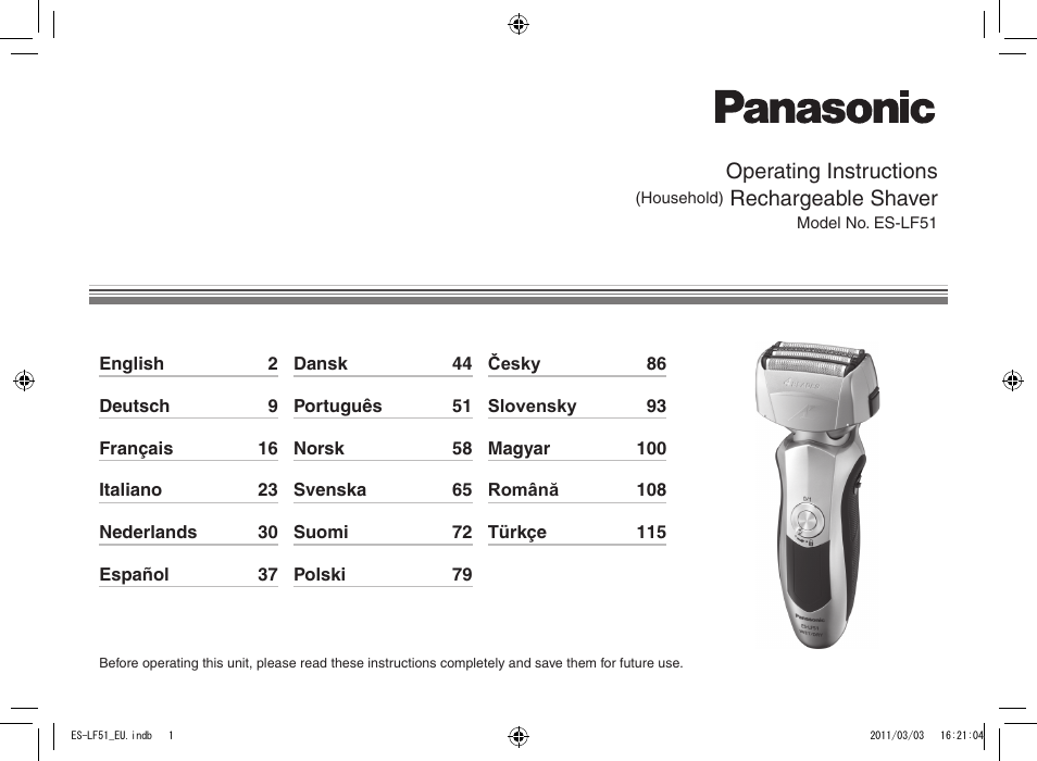 Panasonic ESLF51 User Manual | 124 pages