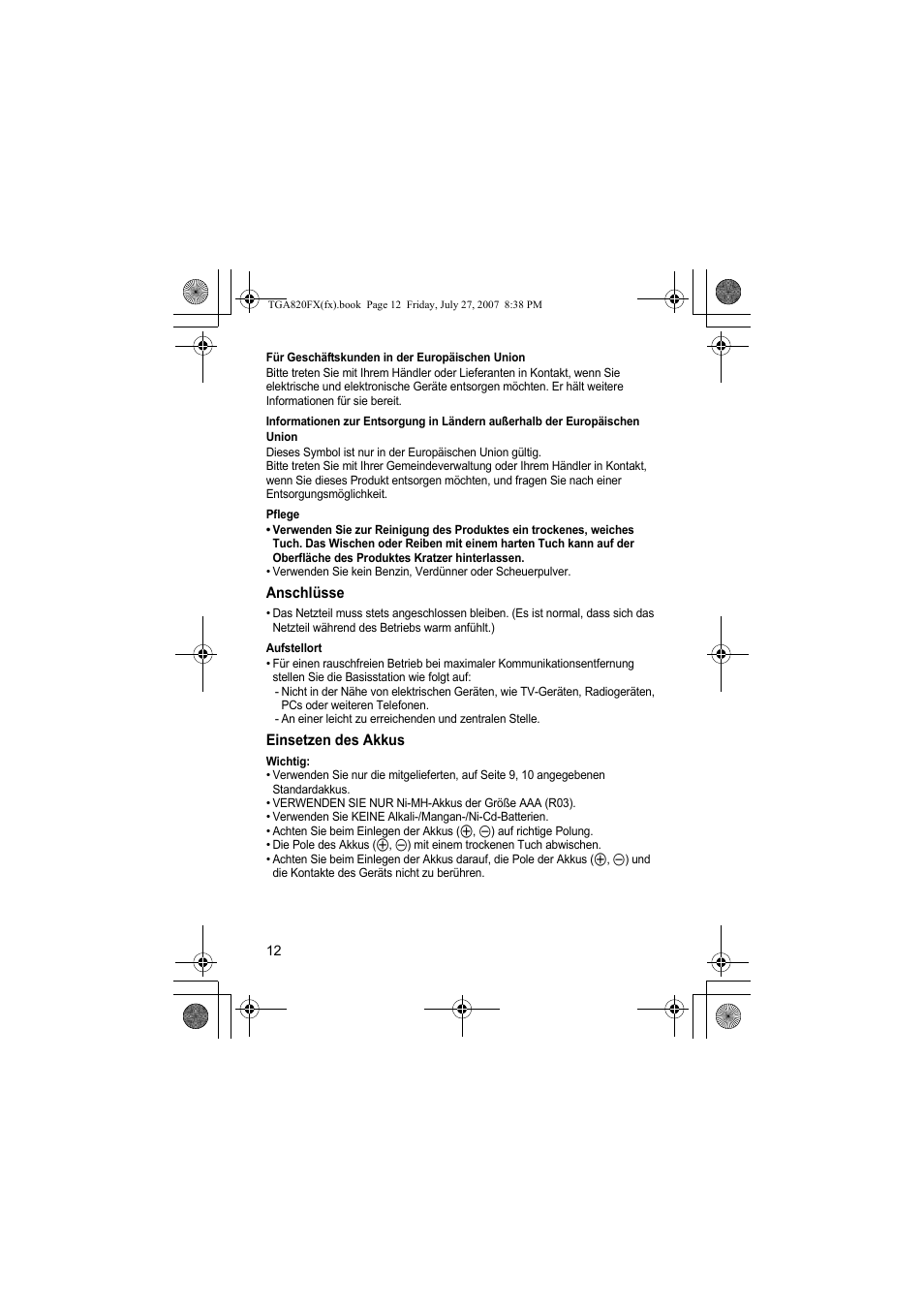 Panasonic KXTGA820FX User Manual | Page 12 / 40