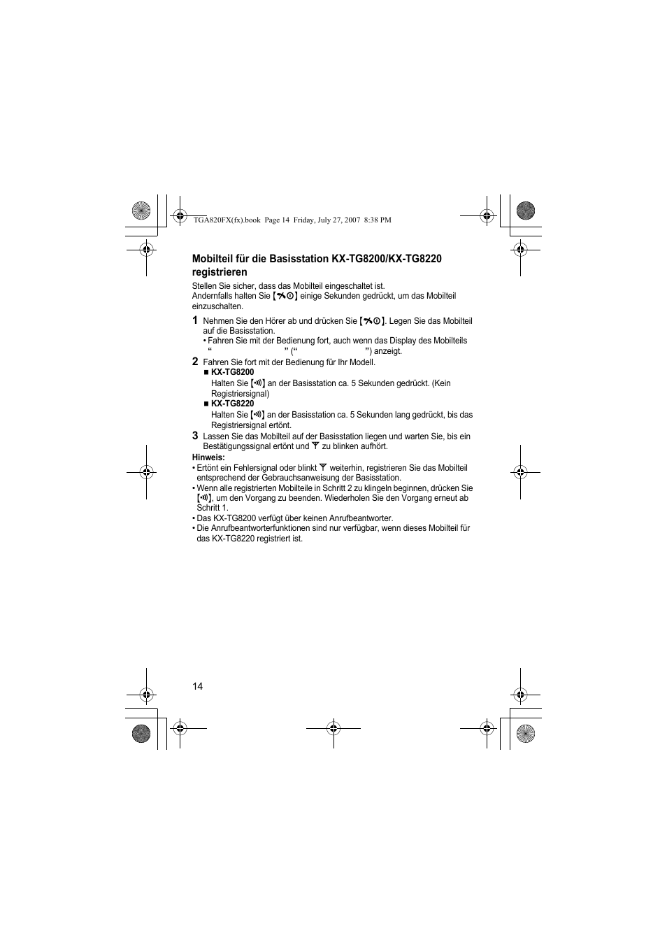 Panasonic KXTGA820FX User Manual | Page 14 / 40