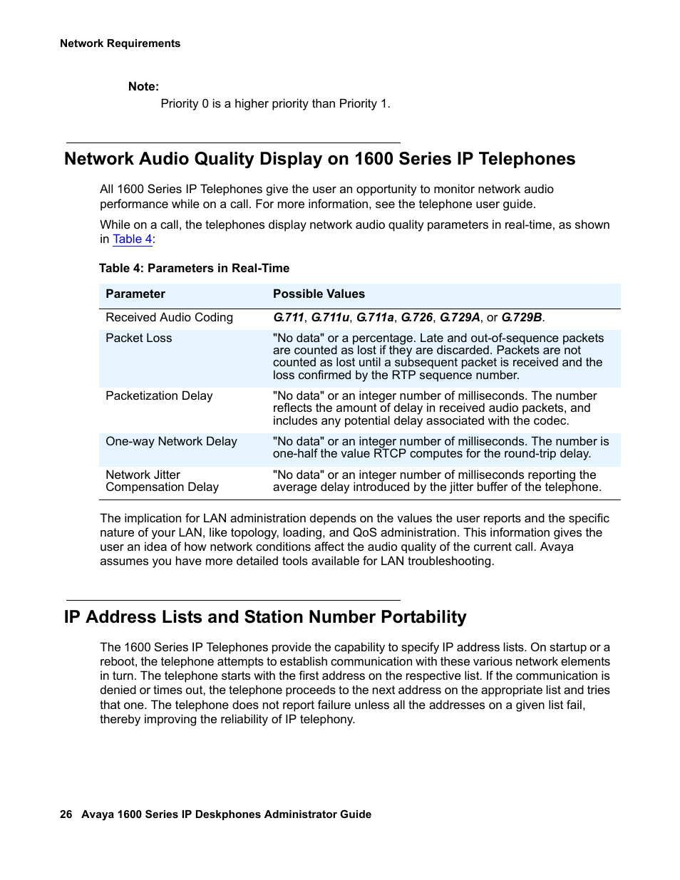 Ip address lists and station number portability | Avaya 1600 Series User Manual | Page 26 / 142