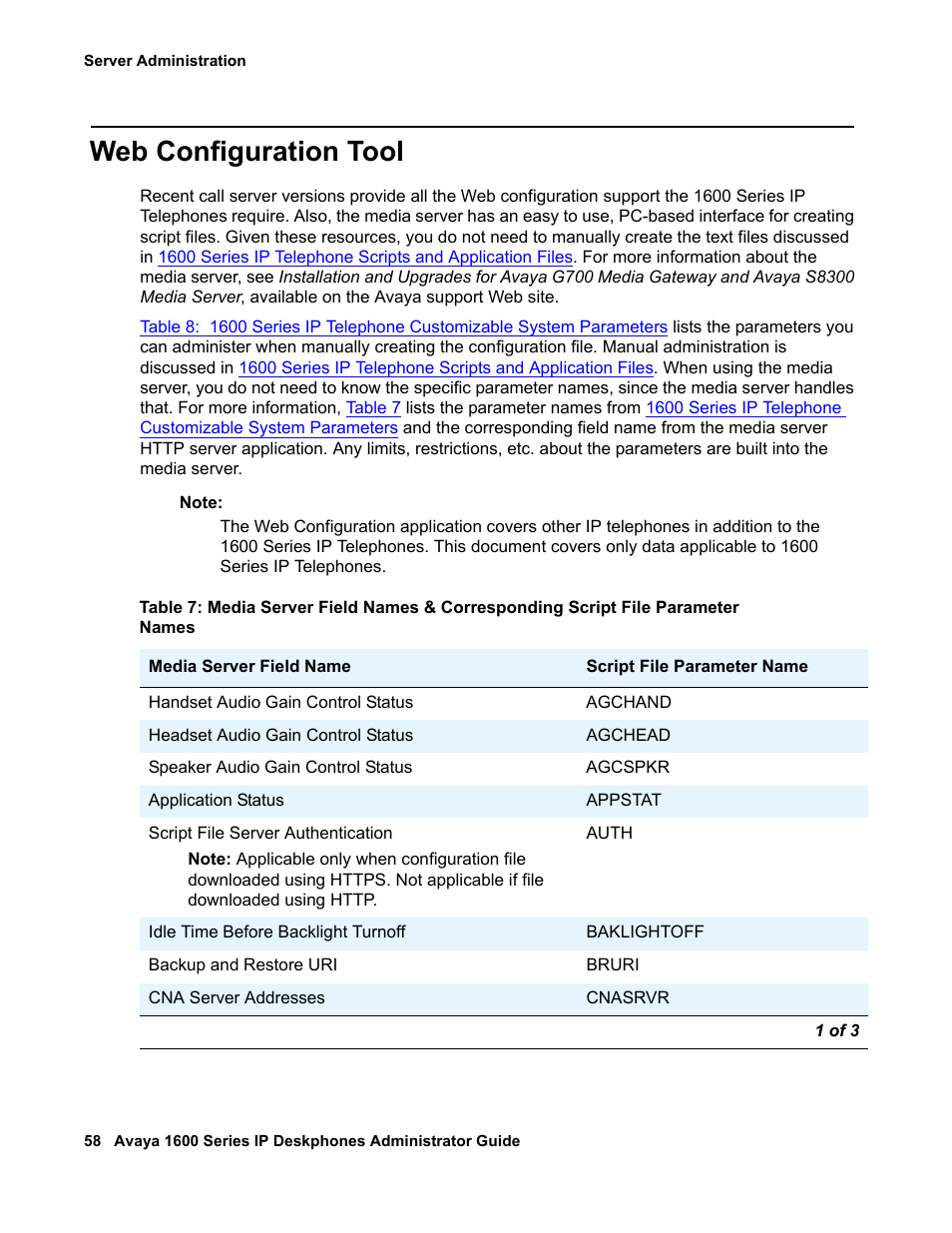 Web configuration tool, Configuration tool | Avaya 1600 Series User Manual | Page 58 / 142