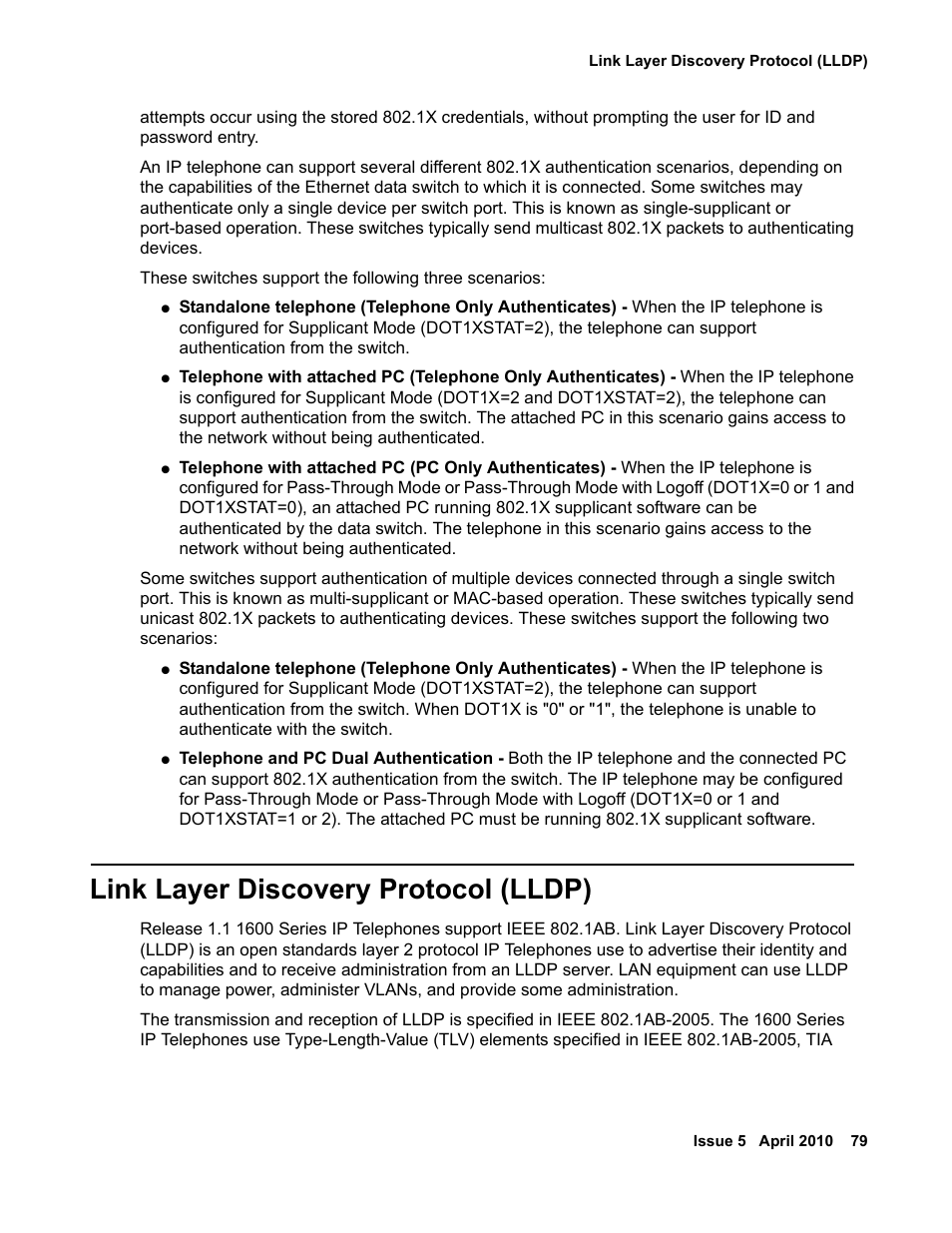 Link layer discovery protocol (lldp), Link layer, Discovery protocol (lldp) | Avaya 1600 Series User Manual | Page 79 / 142