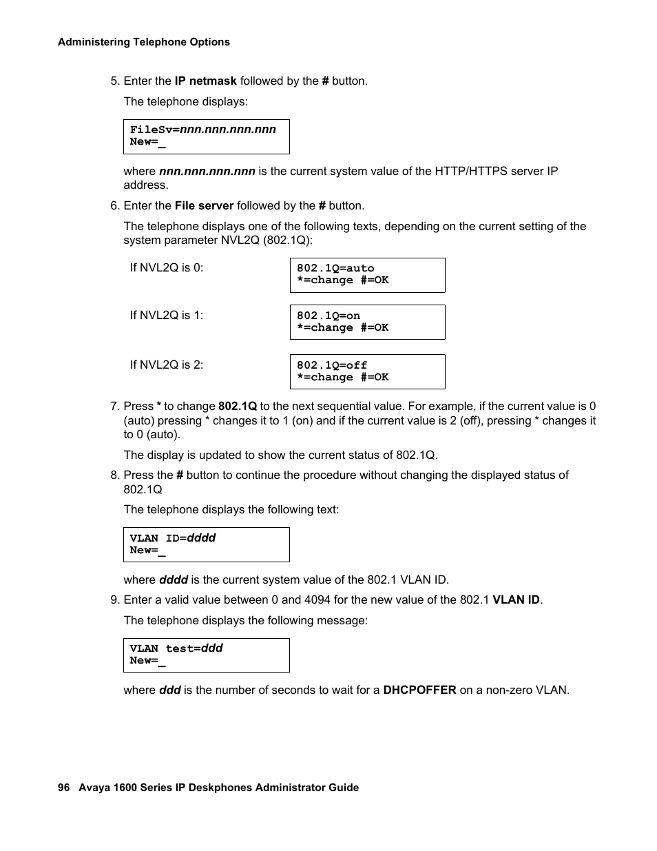 Avaya 1600 Series User Manual | Page 96 / 142