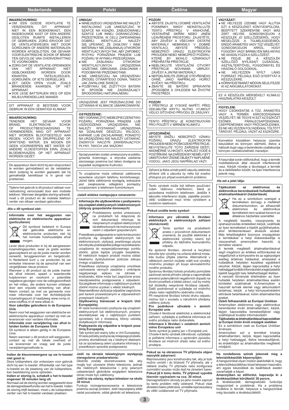 Nederlands polski čeština magyar | Panasonic RPSP58 User Manual | Page 3 / 8