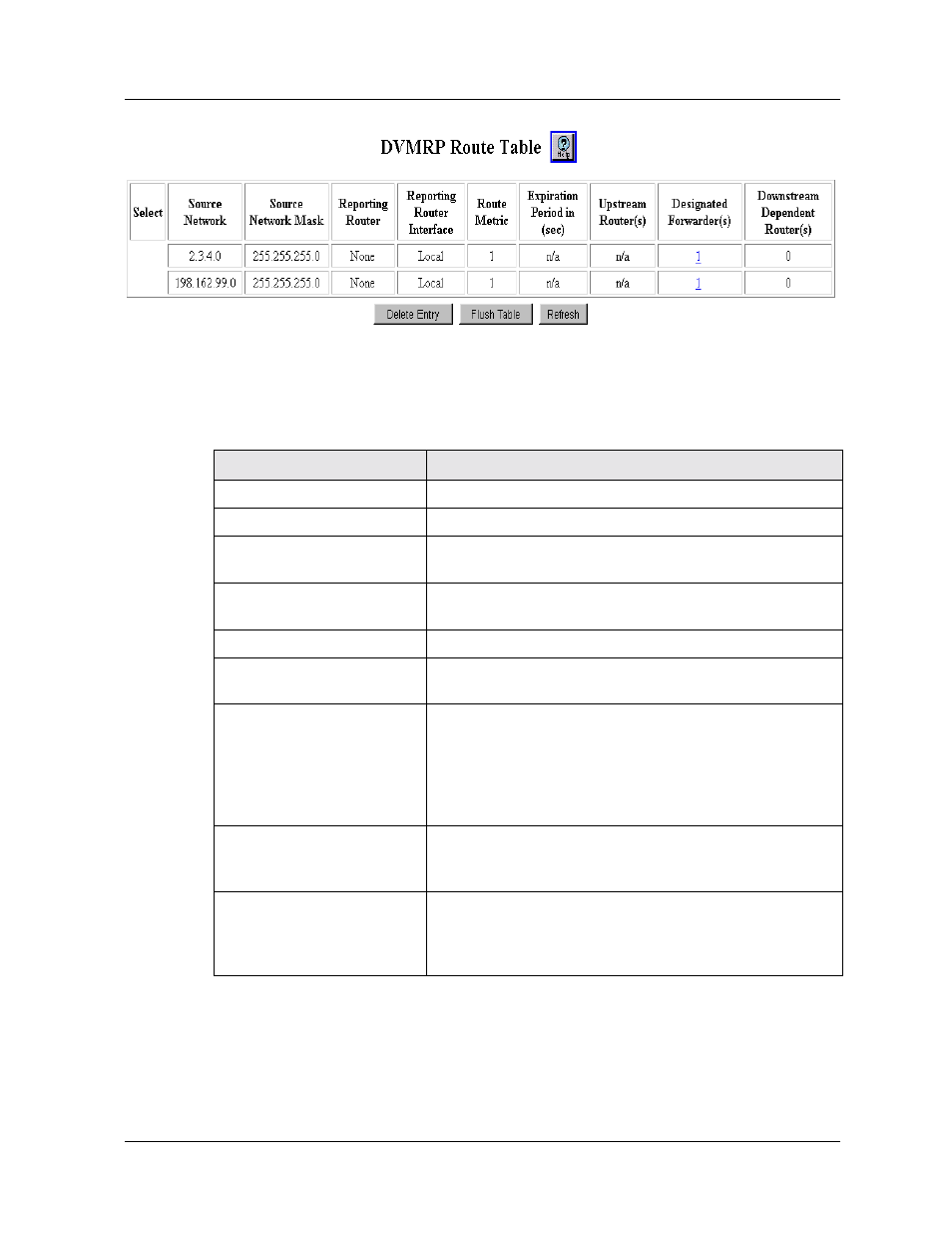 Displaying the dvmrp routing table, using the cli | Avaya P580 User Manual | Page 372 / 760