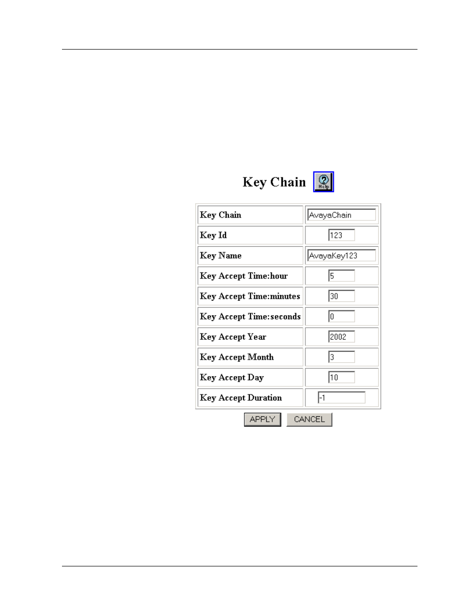 Configuring the key chain using the web agent | Avaya P580 User Manual | Page 414 / 760