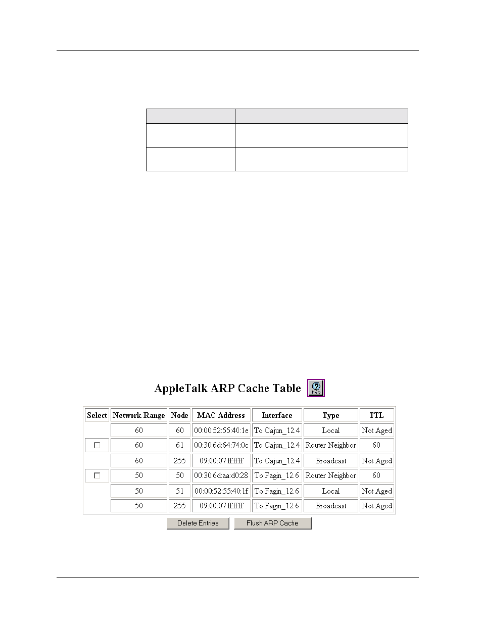 Viewing the appletalk arp cache table, Viewing the appletalk arp cache table -31, Using the cli | Using the web agent | Avaya P580 User Manual | Page 537 / 760