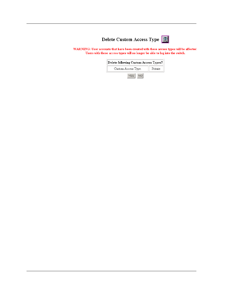 Setting up user accounts, Setting up user accounts -17, Deleting a custom access type using the cli | Setting up user accounts using the web agent | Avaya P580 User Manual | Page 75 / 760