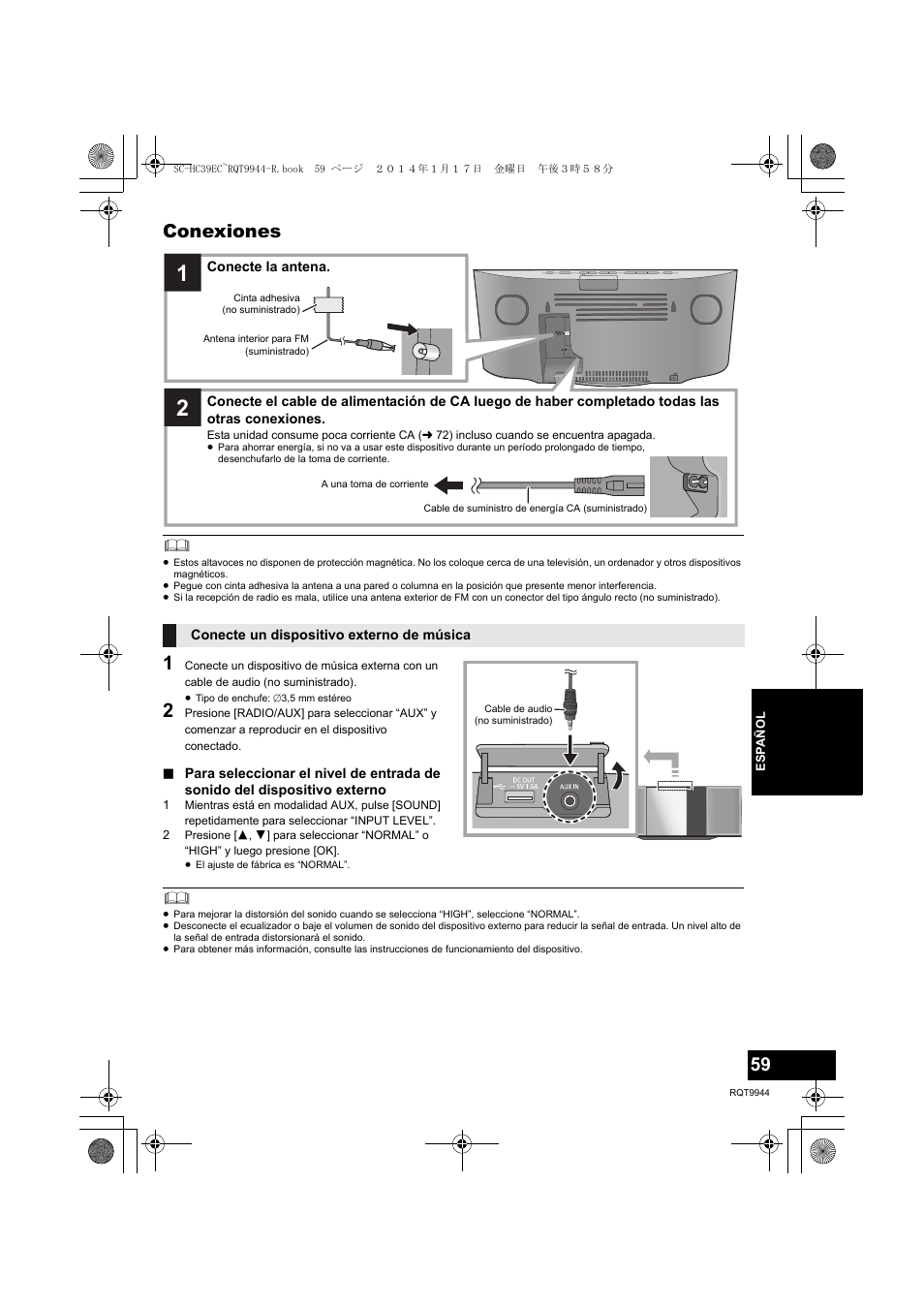 Conexiones | Panasonic SCHC39EC User Manual | Page 59 / 76