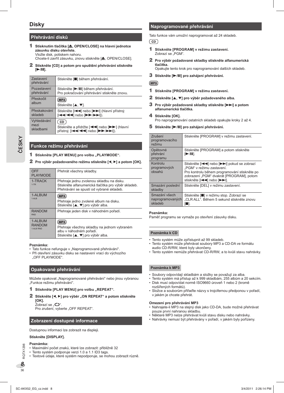 Disky | Panasonic SCAKX52EG User Manual | Page 36 / 44