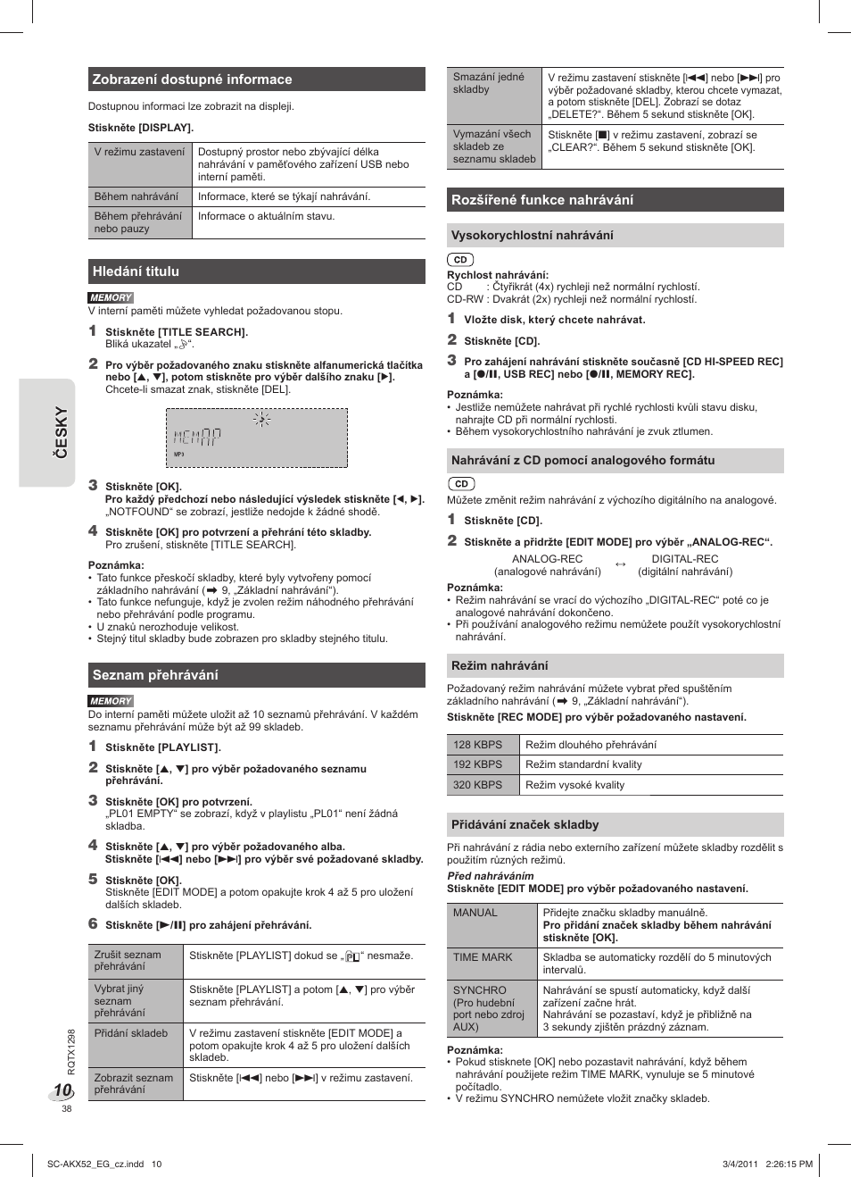 Panasonic SCAKX52EG User Manual | Page 38 / 44